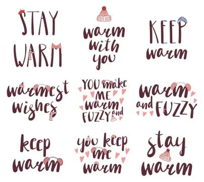 Collection of warm quotes Stock Illustration