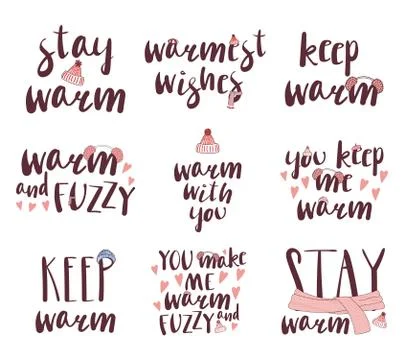 Collection of warm quotes Stock Illustration