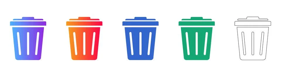 Collection of Waste Bin Icons Stock Illustration