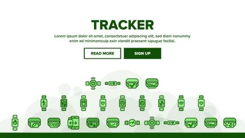 Collection Watch Tracker Elements Icons Set Vector Stock Illustration