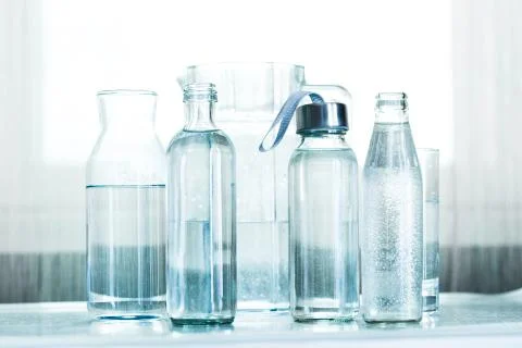 Collection of water bottles 库存照片