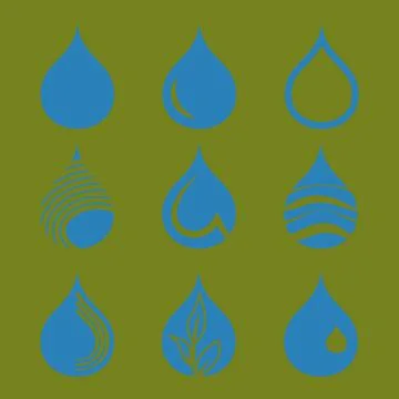 Collection of water drop icons. Elements of design. Vector. Stock Illustration