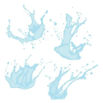 Collection of water splash icons with splashes of blue color Stock Illustration
