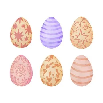 Collection of watercolor easter day eggs Stock Illustration