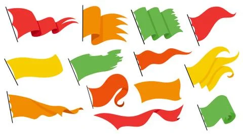 Collection waving flags on pillar - waving simple icons. National symbol, on Stock Illustration