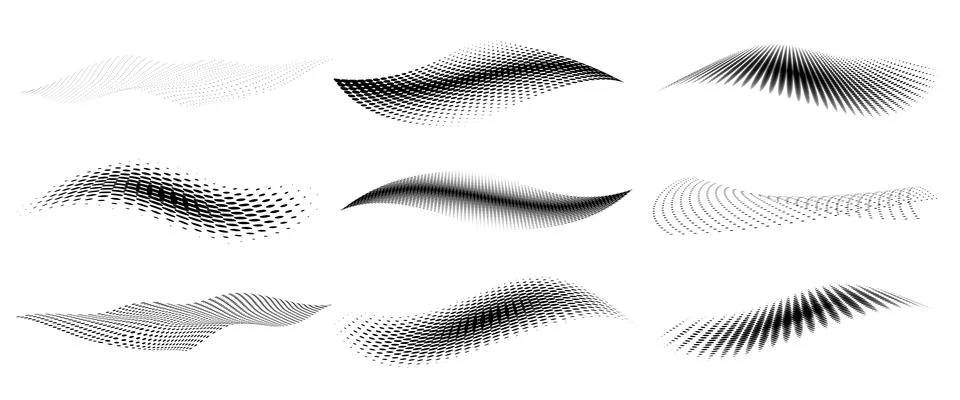 Collection of Wavy Halftone Patterns Stock Illustration