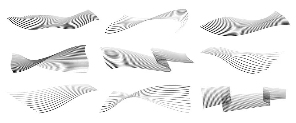 Collection of Wavy Line Patterns Stock Illustration