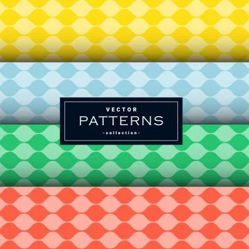 Collection of wavy lines pattern set in four colors Stock Illustration