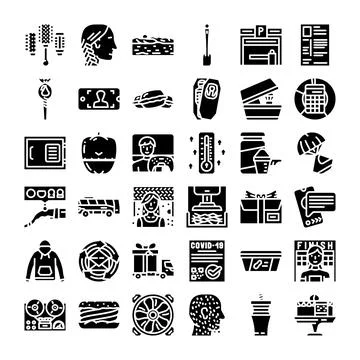 Collection of web and app interface glyph icons Stock Illustration