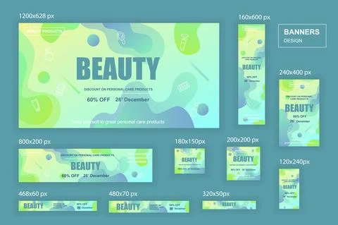 Collection web banners different sizes for mobile and social networks Stock Illustration