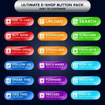 Collection of web buttons for e-shops Stock Illustration