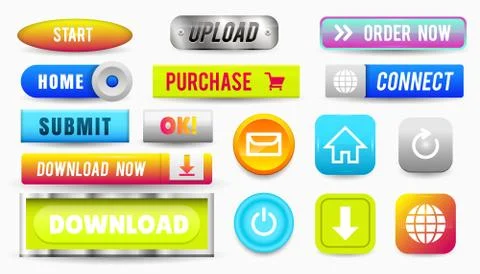 Collection of Web Buttons, Elements Set. Vector Templates, banners and labels Stock Illustration