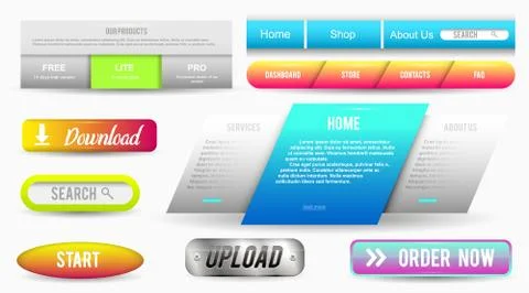 Collection of Web Buttons, Elements Set. Vector Templates, banners and labels イラスト素材