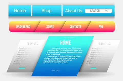 Collection of Web Buttons, Elements Set. Vector Templates, banners and labels Stock Illustration