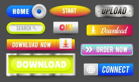 Collection of Web Buttons, Elements Set. Vector Templates, banners and labels Stock Illustration