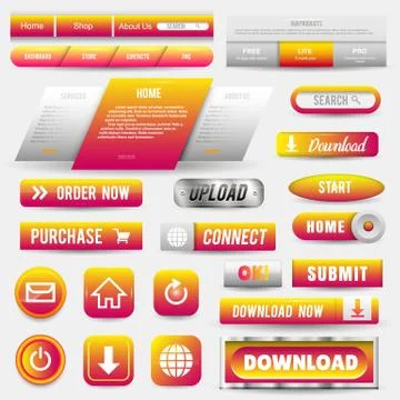Collection of Web Buttons, Elements Set. Vector Templates, banners and labels Stock Illustration