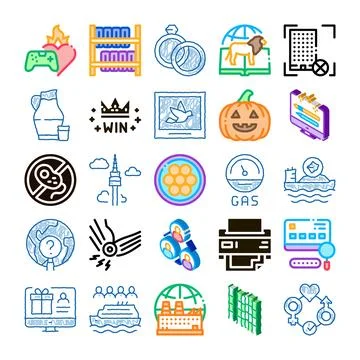 Collection of web design development thin line icons 스톡 일러스트