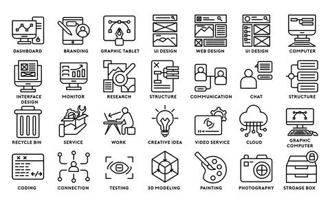 Collection of Web Development icons Set.Vector illustration Stock Illustration
