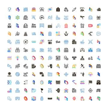 Collection of web service and mobile application line icons Stock Illustration