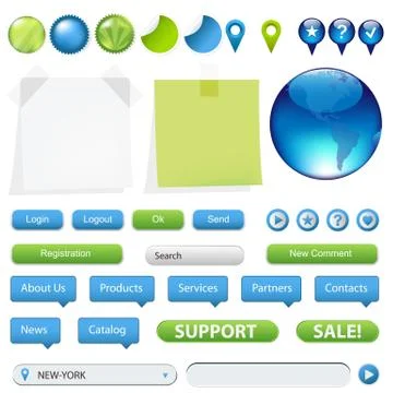 Collection of website and gps navigation elements Stock Illustration