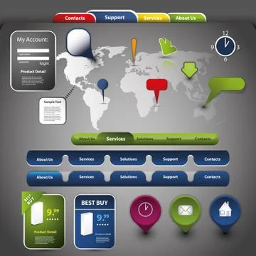 Collection Of Website Elements 스톡 일러스트