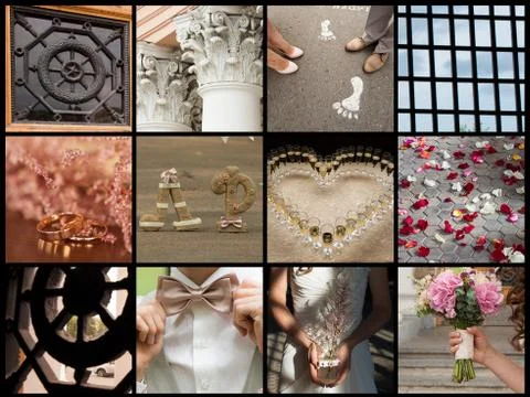 Collection of wedding details Stock Illustration