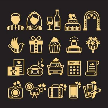 Collection Of Wedding Icons Ilustração Stock