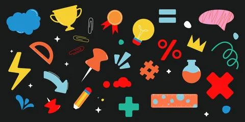 Collection of Welcome Back to School funky element design 库存插图
