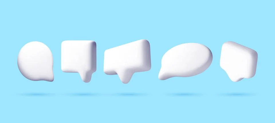 Collection of white 3d chat bubble icons 스톡 일러스트