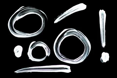 Collection of White Chalk Hand Drawn Symbols Dots and Exclamation Stock Illustration