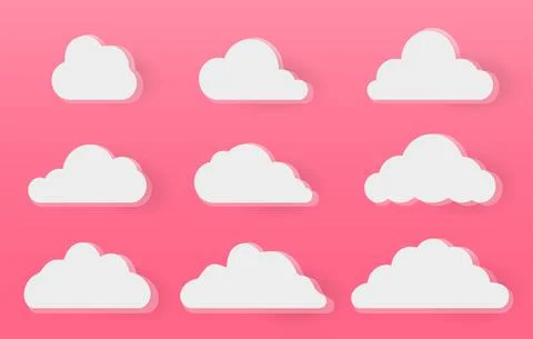 Collection of white cloud icon with 3d style. set of cloud background. Stock Illustration