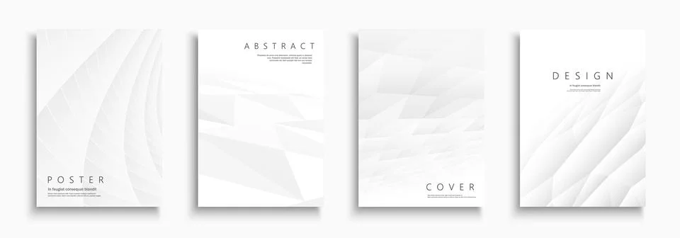 Collection of white polygonal soft templates, posters, placards, brochures, b Stock Illustration