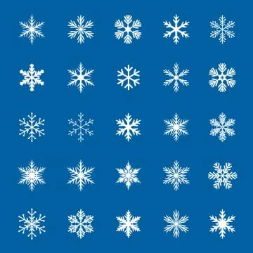 Collection of White Vector Snowflakes. Stock Illustration