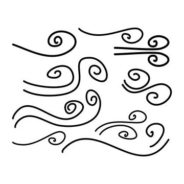Collection of Wind Blowing Icon Doodle Illustration Stock Illustration