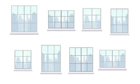 Collection of window frames of various shapes Stock Illustration
