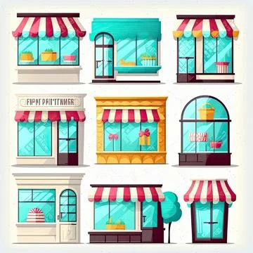 Collection of window, vector illustration, white background Stock Illustration