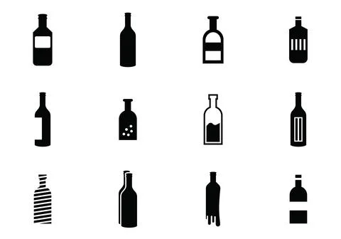 Collection of wine bottle vector icon Stock Illustration