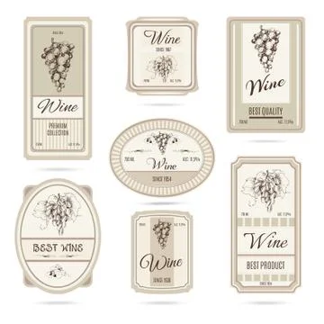 Collection of wine labels Stock Illustration