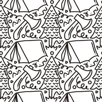 Collection of winter camp pattern Stock Illustration