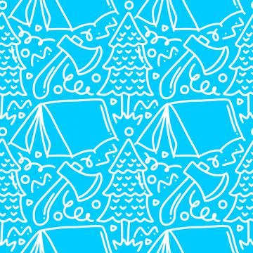 Collection of winter camp pattern Stock Illustration