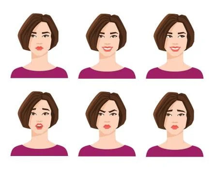 Collection of woman's emotions. Stock Illustration