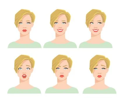 Collection of woman's emotions. Stock Illustration