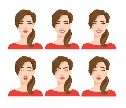 Collection of woman's emotions. Stock Illustration