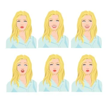 Collection of woman's emotions. Stock Illustration