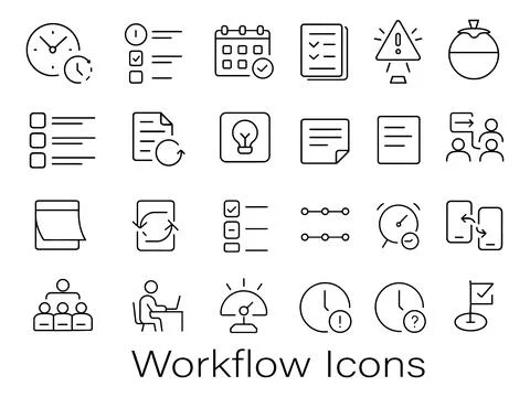 Collection of workflow icons isolated on white background Stock Illustration