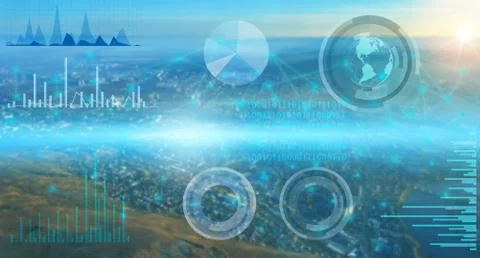The collection of world data and its processing by artificial intelligence an Stock Photos