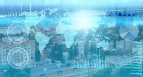 The collection of world data and its processing by artificial intelligence an Stock Photos