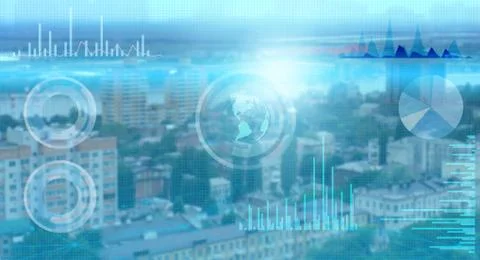 The collection of world data and its processing by artificial intelligence an Stock Photos