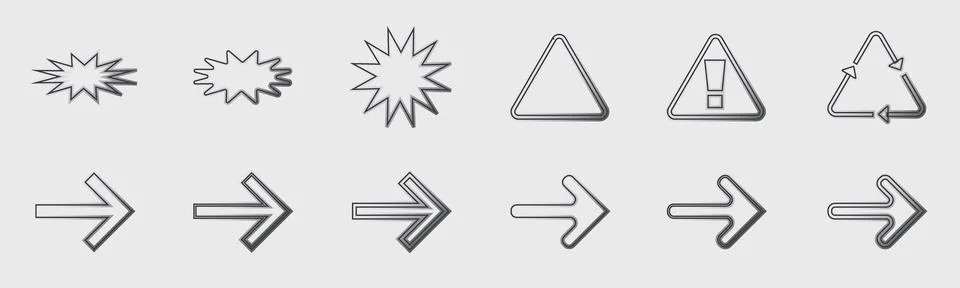 Collection of Y2K elements. Big collection of abstract graphic geometric objects Stock Illustration
