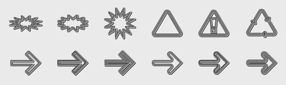 Collection of Y2K elements. Big collection of abstract graphic geometric objects Stock Illustration